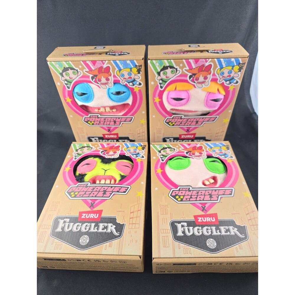 Fuggler Powerpuff Girls Buttercup Bubbles Blossom Mojo 9" Plush Set NEW IN BOX